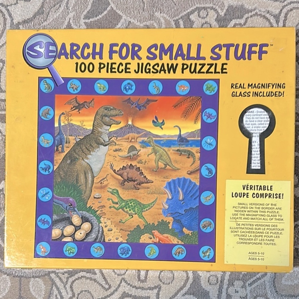 4/$20 Search For Small Stuff 100 Piece Pre-Historic / Dinosaurs Puzzle.